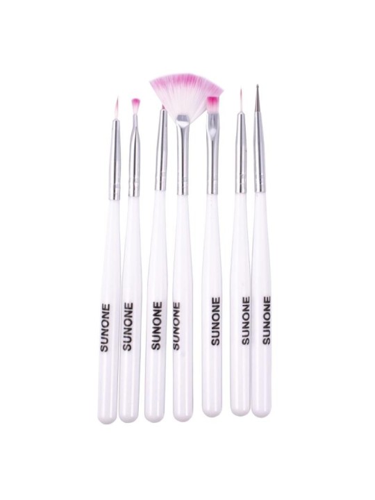 Sunone set pennelli per nail art bianchi 7 pezzi