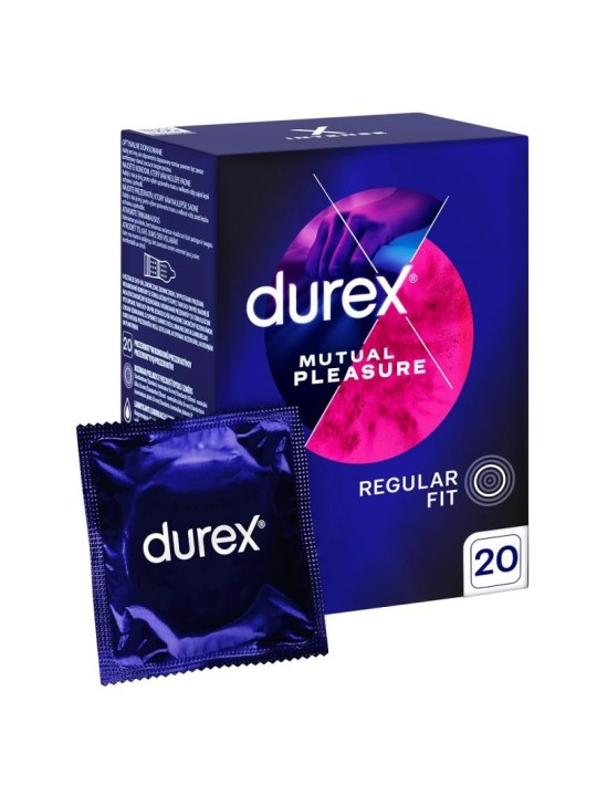 Durex preservativi mutual pleasure con puntini e gel performa, 20 pezzi.