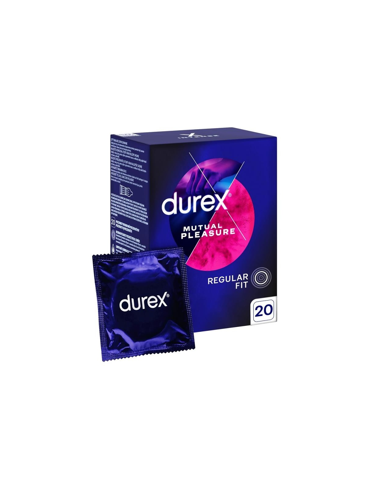 Durex preservativi mutual pleasure con puntini e gel performa, 20 pezzi.