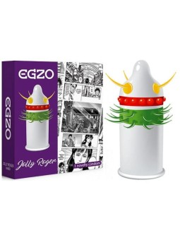 Egzo preservativo jolly roger con punte e sporgenze che accarezzano il pene. Taglia media, 1 pz.