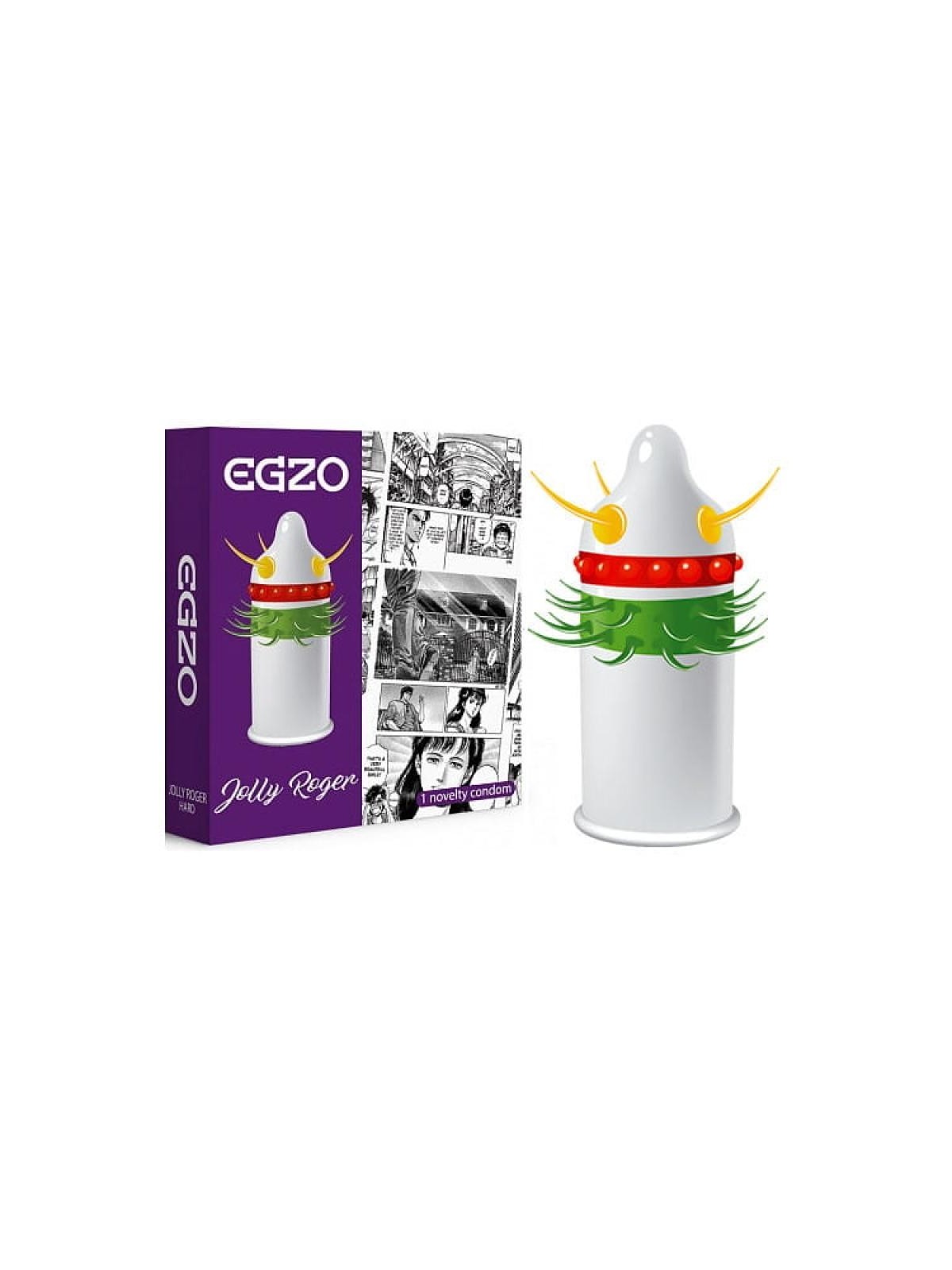 Egzo preservativo jolly roger con punte e sporgenze che accarezzano il pene. Taglia media, 1 pz.