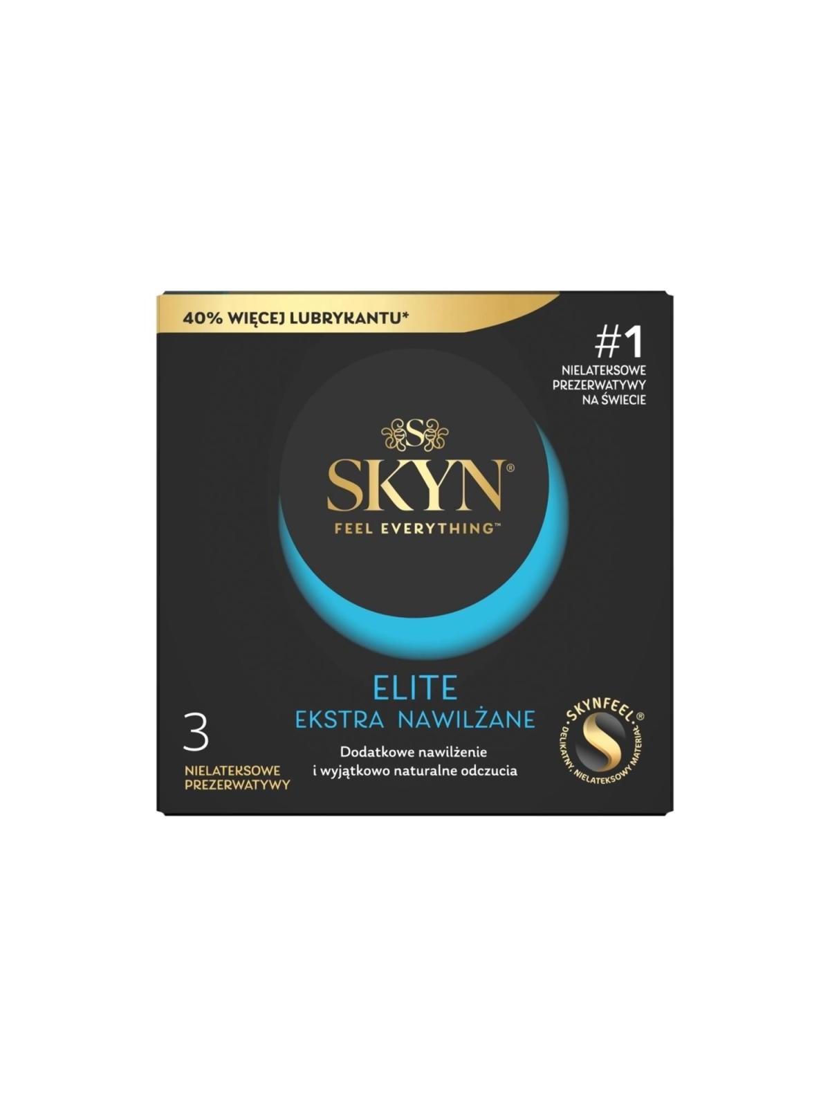 Skyn preservativi elite extra lubrificati senza lattice, 3 pezzi.