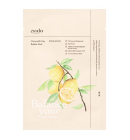 Ondo Beauty 36.5 PONG-PONG Charcoal and Yuja Bubble Mask - Purifying facial mask donna 25.0g