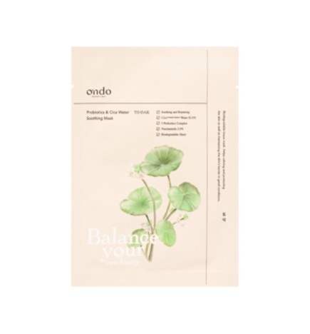 Ondo Beauty 36.5 TO-DAK Probiotics & Cica Water Soothing Mask - Skin mask donna 25.0g