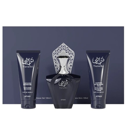 Afnan Turathi Blue Gift Set: Profumo, Dopobarba, Doccia Gel