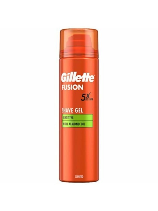 Gillette Gel da barba Fusion Sensitiv e all'olio di mandorle Gel da barba 200ml uomo