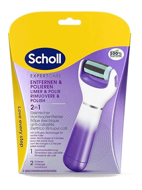 Scholl Lima per piedi elettrica Velvet Smooth 2 in 1 Lima per piedi elettronica donna
