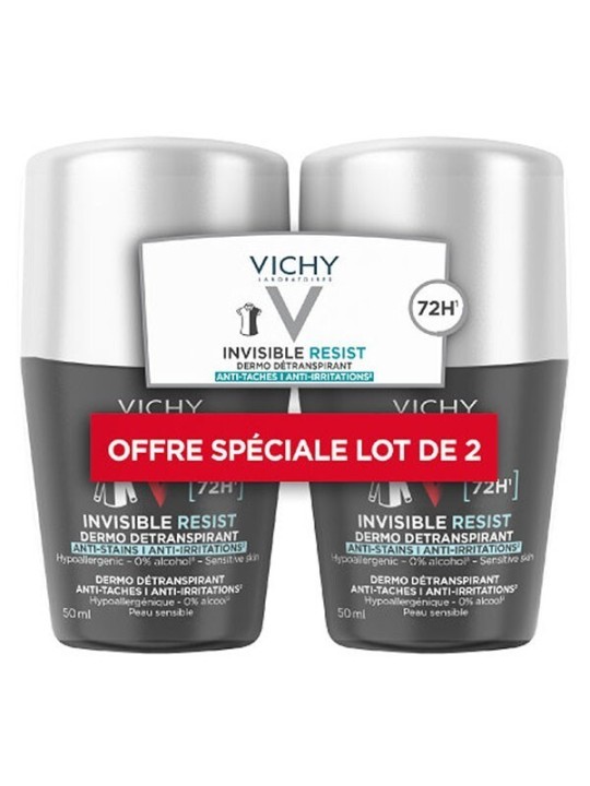 Vichy Homme Invisible Resist 72H set detraspirante in palline Dermo Detranspirant 2 x 50ml uomo