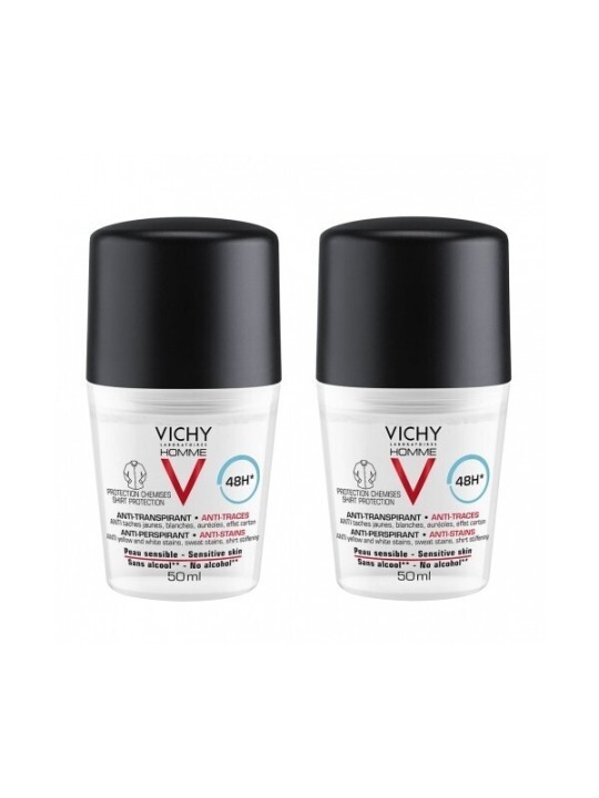 Vichy Un set di palline antitraspiranti per uomo con effetto 48 ore Homme 48h Antitraspirante 2 x 50ml uomo