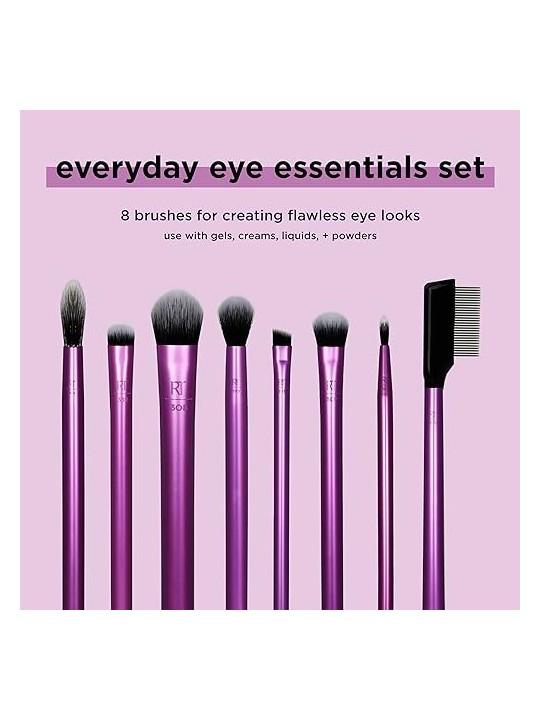 Real Techniques Set di pennelli Everyday Eye Essentials Un set di pennelli cosmetici per il trucco degli occhi donna