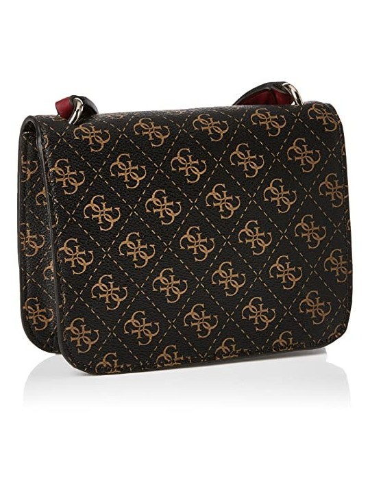 Guess Borsa a Tracolla Noelle in Pelle con Logo 4G Marrone Donna