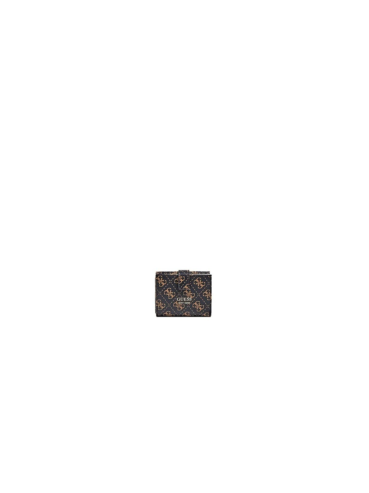 Portafoglio Guess Tyren Piccolo Trifold Poliestere Marrone Donna