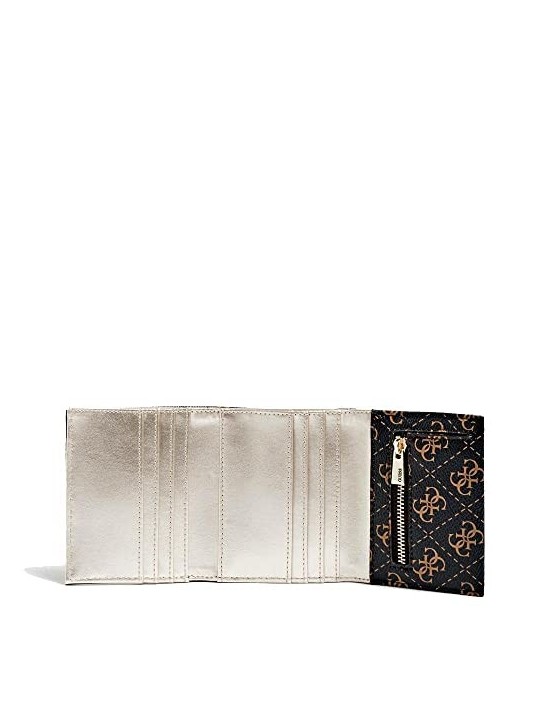Portafoglio Guess Tyren Piccolo Trifold Poliestere Marrone Donna