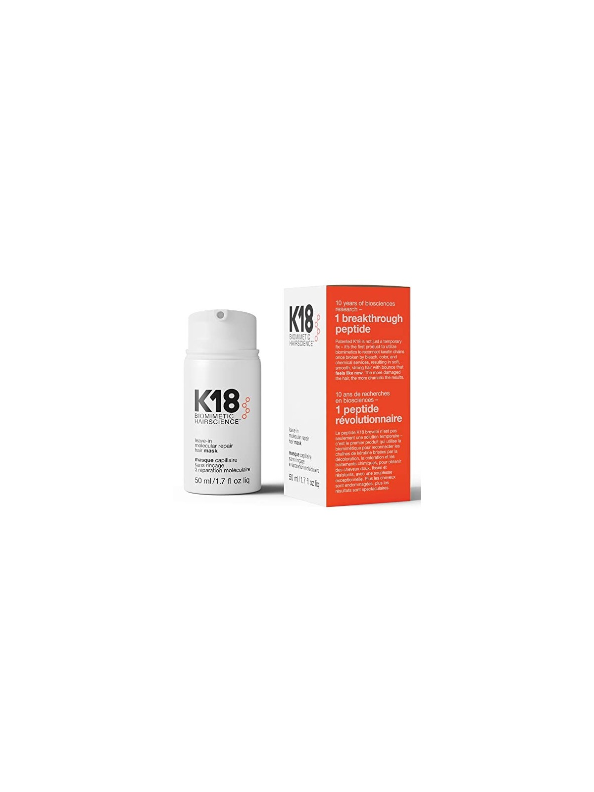 K18 Leave-In Molecular Repair Hair Mask cura dei capelli senza risciacquo per capelli molto secchi e danneggiati 50ml donna K18 