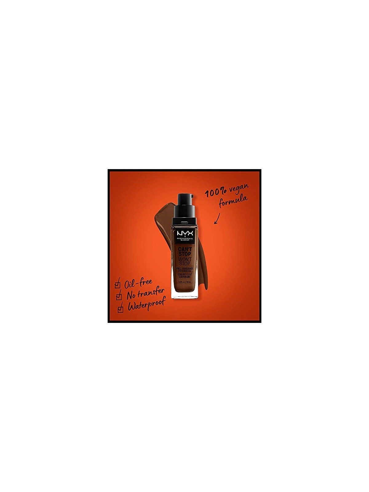 Fondotinta Nyx Professional Make Up CAN'T STOP WON'T STOP Deep Walnut 30ml