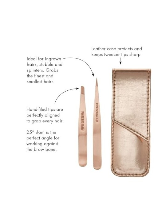 Rose Gold Tweezers Set with Case Unisex