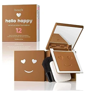 Benefit Hello Happy Fondotinta Compatto Velluto Finitura Opaca 12 Dark Warm 7 g donna