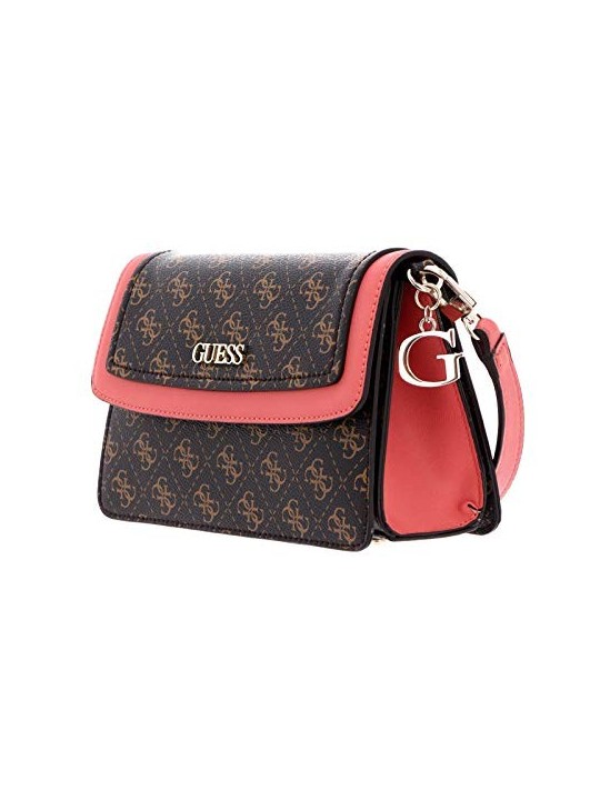 Borsa a Tracolla Guess Camy 4G Logo CoralloMarrone