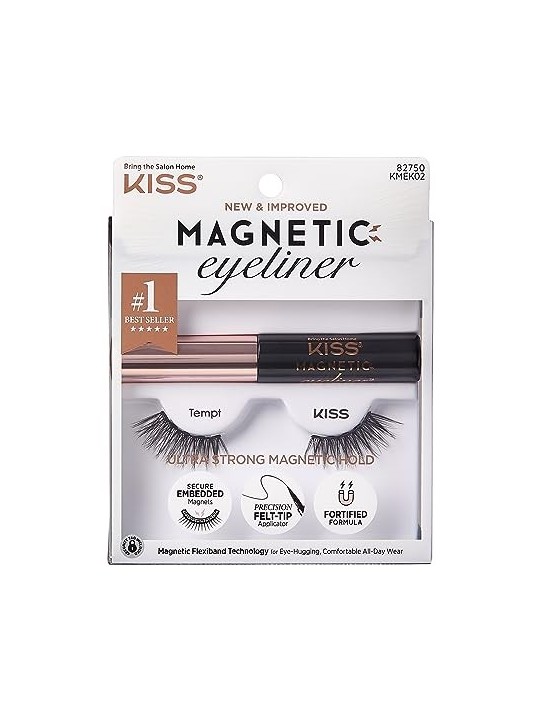 Kiss My Face Kit eyeliner e ciglia magnetiche Ciglia finte magnetiche con eyeliner donna 02 Tempt