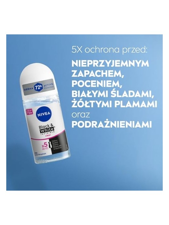 NIVEA Invisible BlackWhite antitraspirante rollon 48H Trasparente 50ml