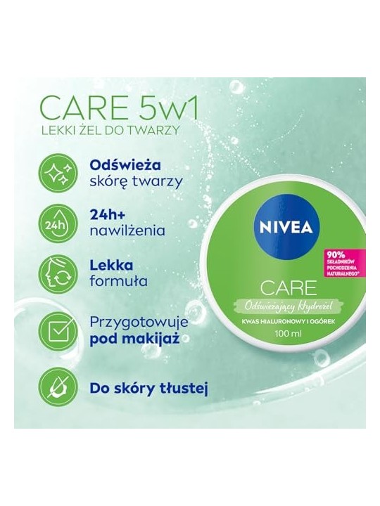 NIVEA Care Fresh Hybrid Gel crema viso gel per pelli grasse e miste con acido ialuronico 100ml