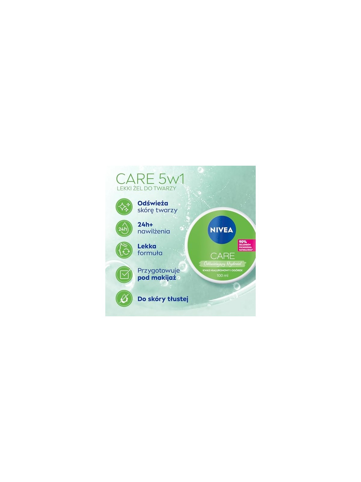 NIVEA Care Fresh Hybrid Gel crema viso gel per pelli grasse e miste con acido ialuronico 100ml