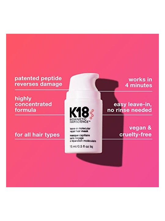 K18 Leave-In Molecular Repair Hair Mask 15ml K18 www.essenzetotalstyle.com 
