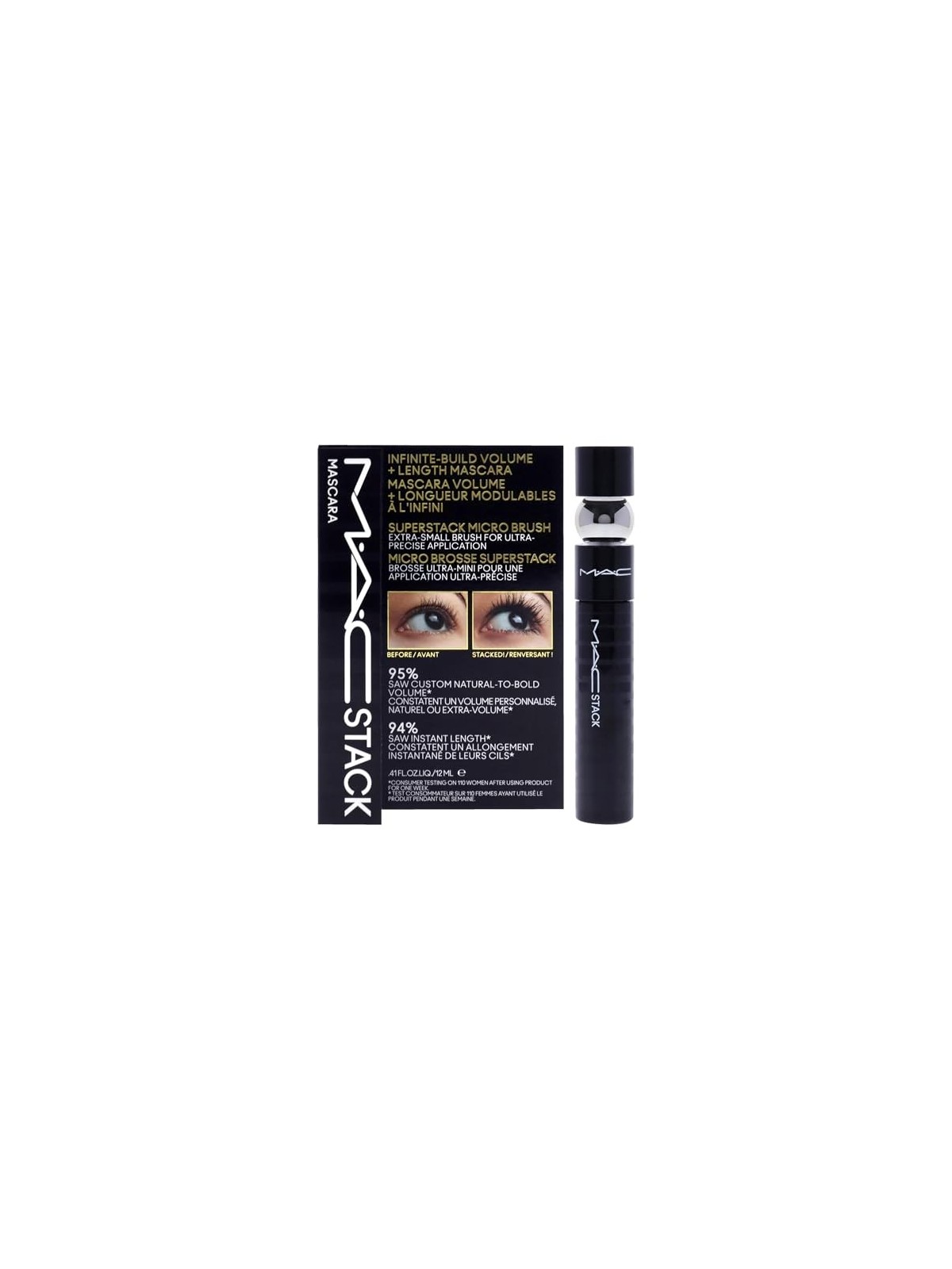 MAC Cosmetics Mascara volumizzante e allungante per ciglia corte Micro Macstack Mascara 12ml - Tonalità: Nero donna MAC Cosmetic