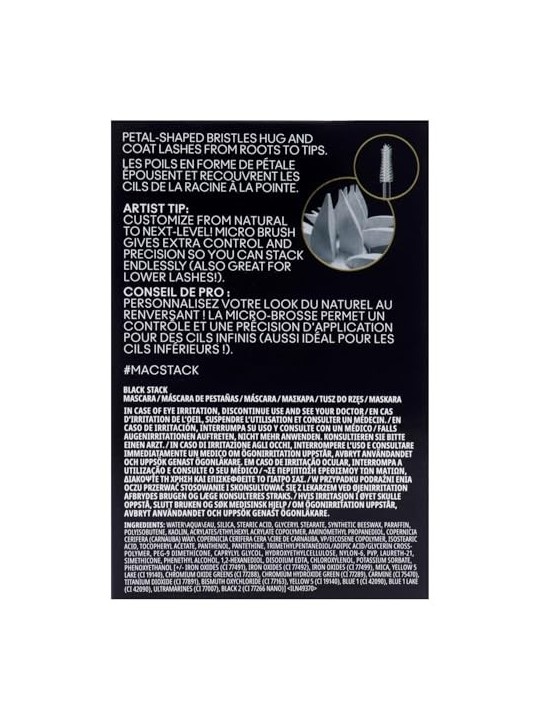 MAC Cosmetics Mascara volumizzante e allungante per ciglia corte Micro Macstack Mascara 12ml - Tonalità: Nero donna MAC Cosmetic