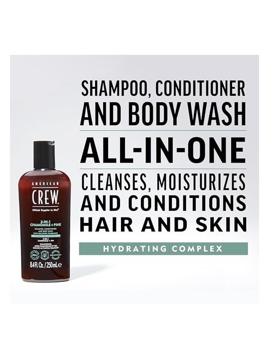 Shampoo American Crew 3 in 1 Camomilla Pino donna 250ml