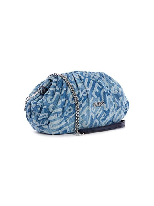 Guess Central City Denim Blue Polyester Clutch Bag