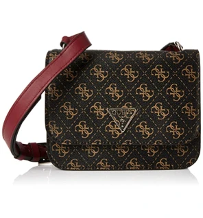 Guess Borsa a Tracolla Noelle in Pelle con Logo 4G Marrone Donna