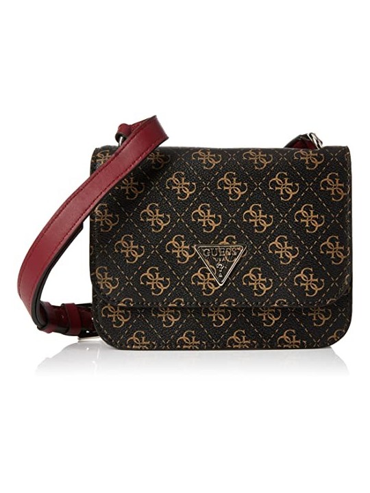 Guess Borsa a Tracolla Noelle in Pelle con Logo 4G Marrone Donna