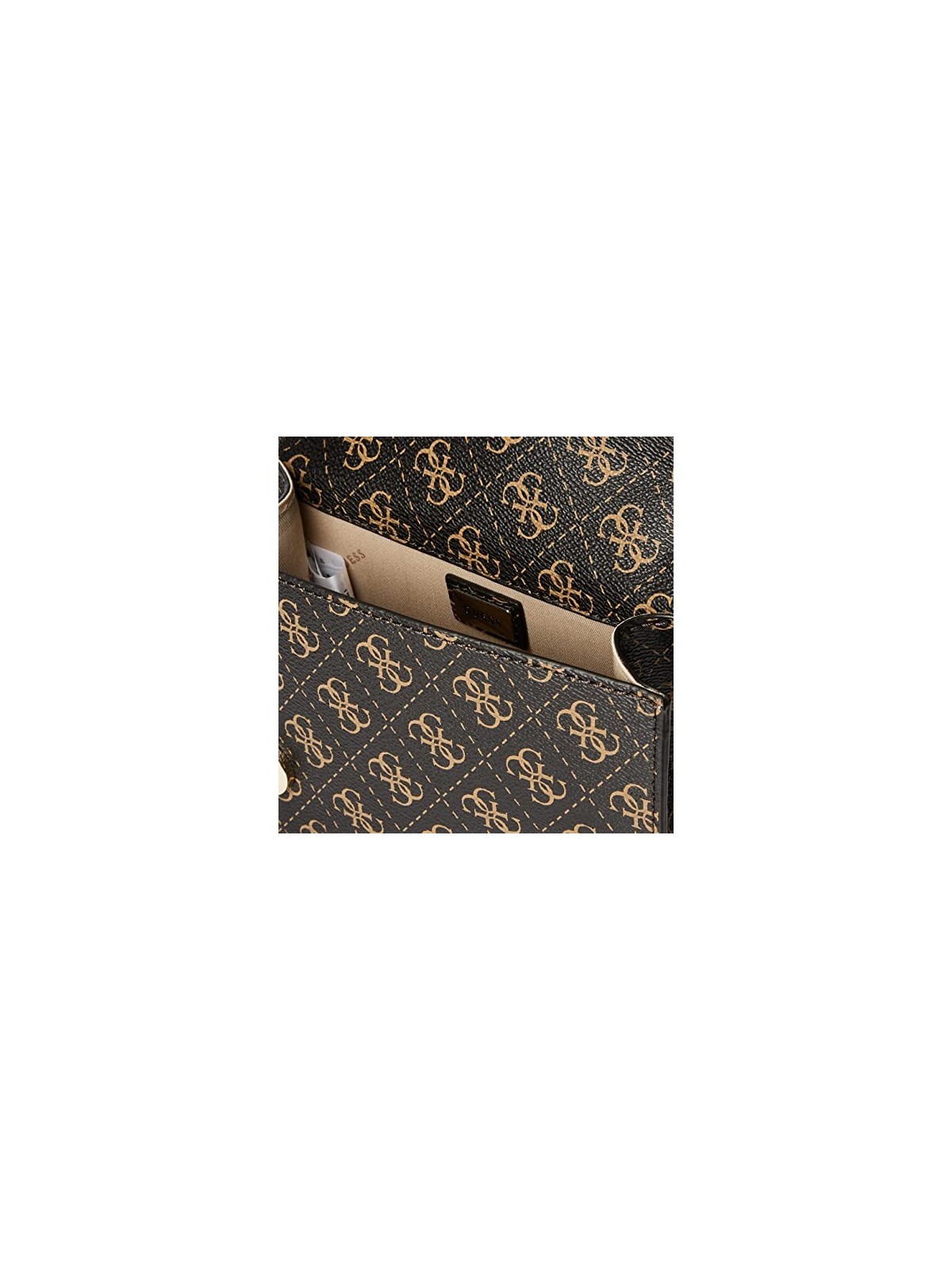Guess Borsa a Tracolla Noelle in Pelle con Logo 4G Marrone Donna