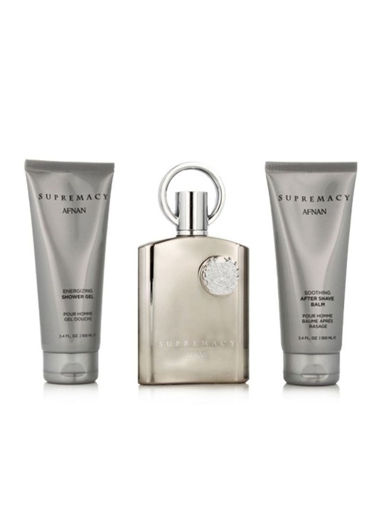 Afnan Supremacy Silver Set regalo eau de parfum 100 ml gel doccia 100 ml e balsamo dopobarba 100 ml uomo