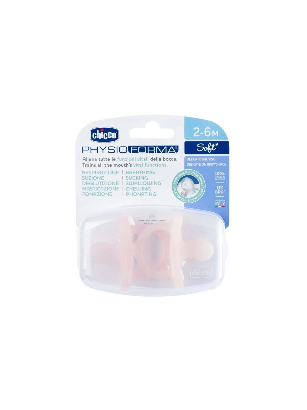 Chicco Ciucciuccio Rosa Tenue 2-6 Mesi - 2 Pezzi