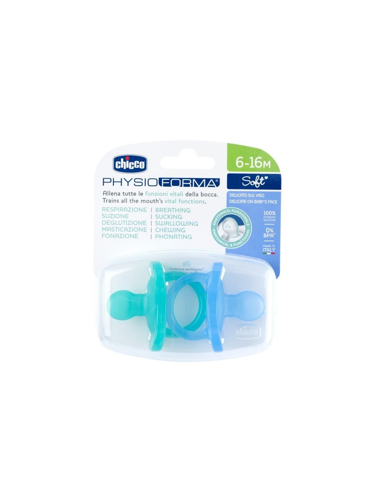 Chicco Ciucciuccio Physio Forma Soft Blu 6-16 Mesi
