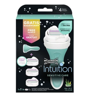 Wilkinson Sword Intuition Sensitive Handle with 3 Different Heads for Women