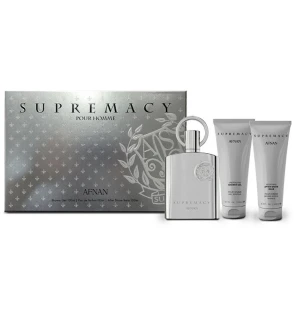 Afnan Supremacy Silver Set regalo eau de parfum 100 ml gel doccia 100 ml e balsamo dopobarba 100 ml uomo
