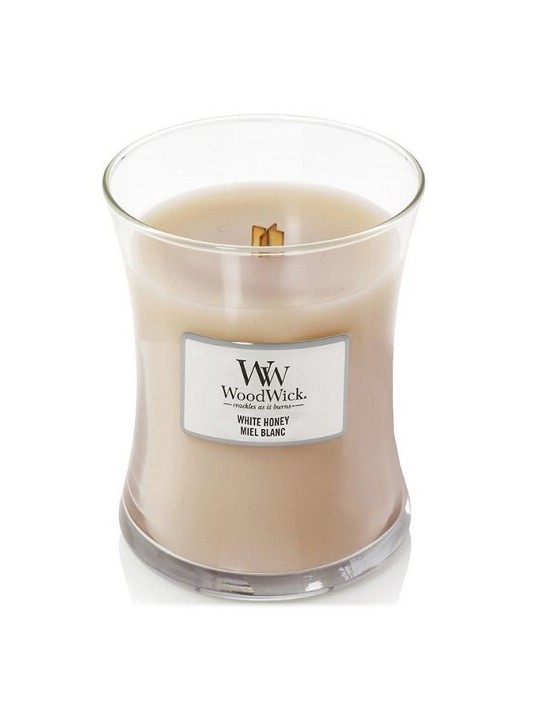 Candela profumata in vaso di ceramica bianca WoodWick 85g
