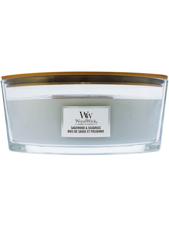 WoodWick Sagewood e Seagrass Barca legno di salvia e erba