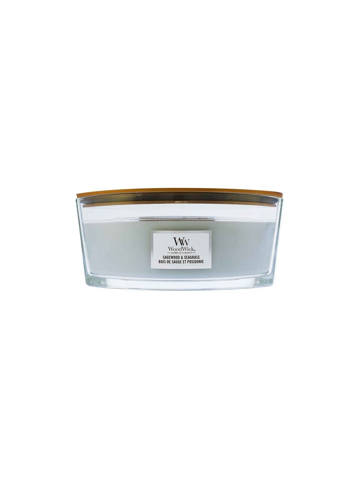 WoodWick Sagewood e Seagrass Barca legno di salvia e erba