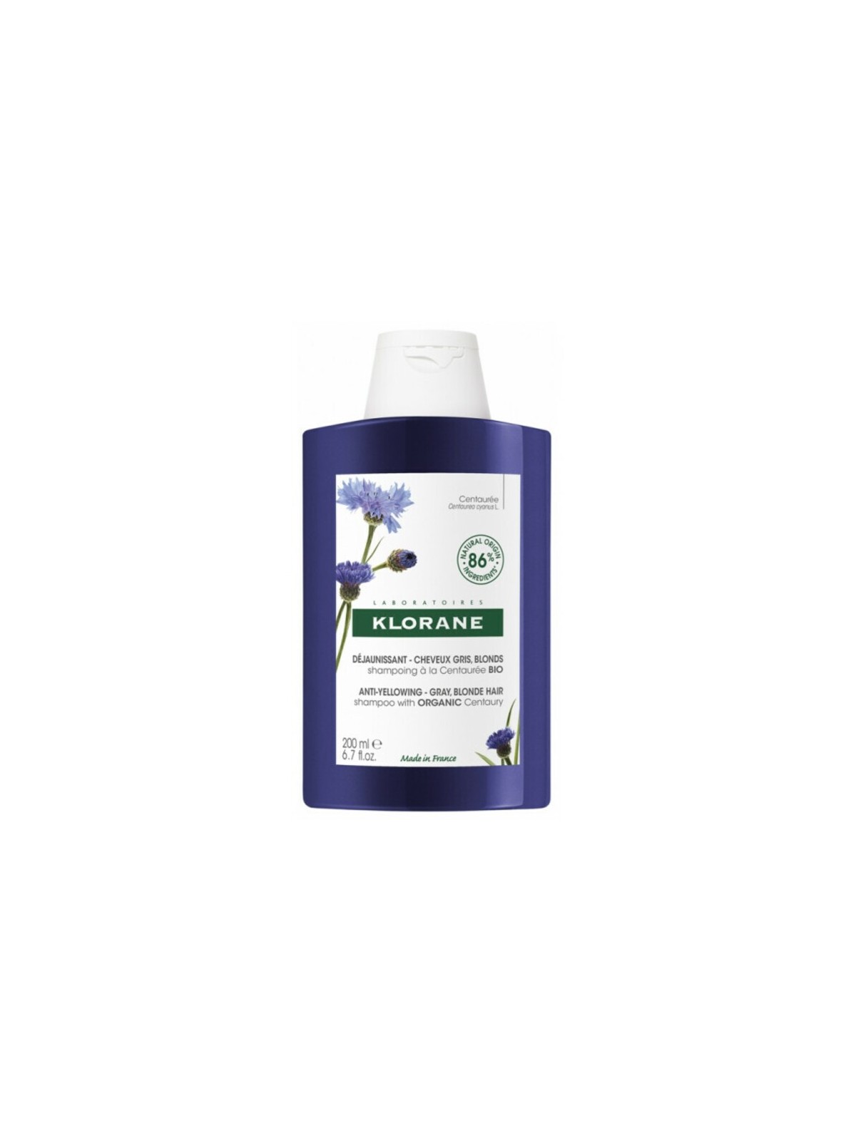 Klorane A LA CENTAUREA BIO shampoo antigiallo per capelli grigi e biondi 400ml unisex