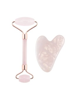 Set Donna di Rullo in Quarzo Rosa e Giada Gua Sha