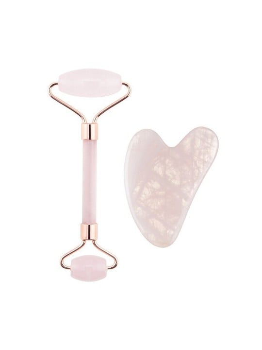 Set Donna di Rullo in Quarzo Rosa e Giada Gua Sha