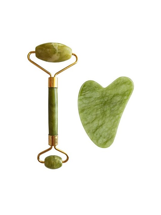 Set Rullo e Gua Sha in Giada Xiuyan Verde Chiaro per Donna