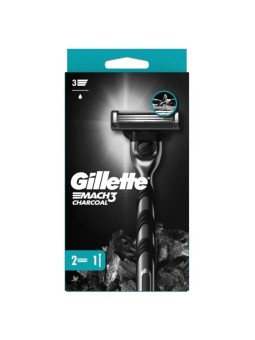 Gillette Mach3 Charcoal - Rasoio Uomo + 2 Testine