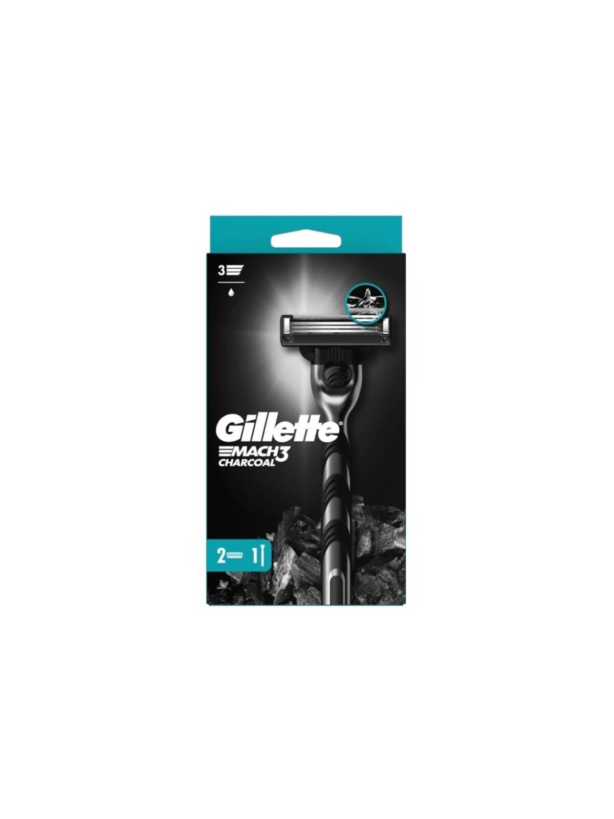 Gillette Mach3 Charcoal - Rasoio Uomo + 2 Testine