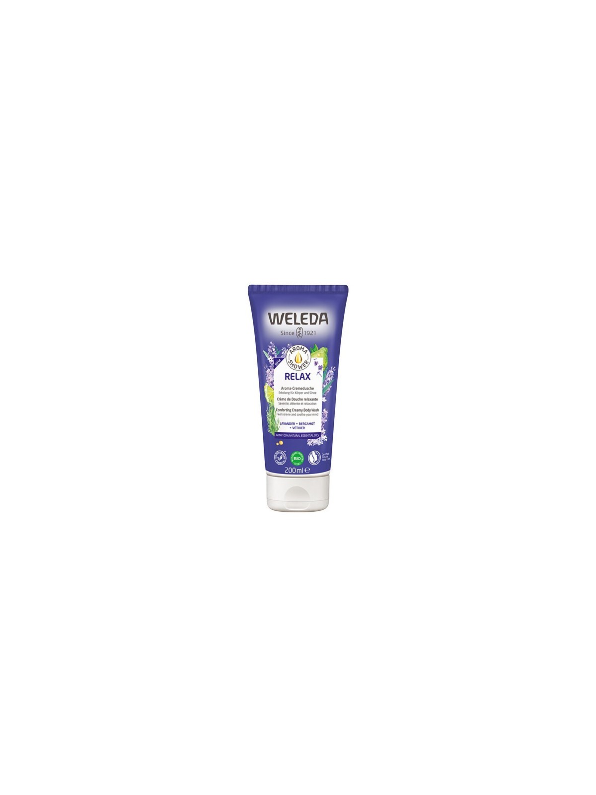 Weleda Aroma Relax Shower Cream unisex 200ml Comforting Creamy Body Wash, Lavender  Bergamot  Vetiver