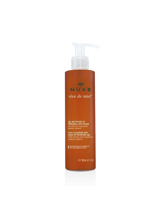 Nuxe Reve De Miel Face Cleansing & Makeup Removing Gel donna 200ml Dry And Sensitive Skin, With Honey And Sunflower